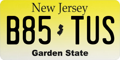 NJ license plate B85TUS