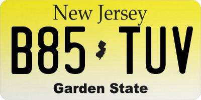 NJ license plate B85TUV