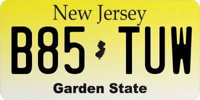 NJ license plate B85TUW