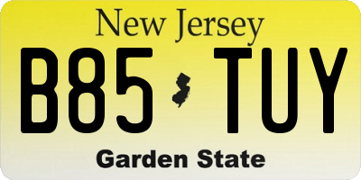 NJ license plate B85TUY