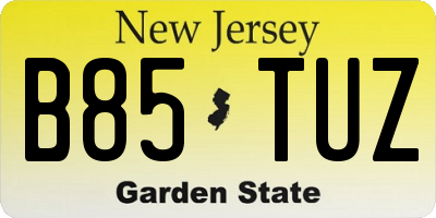 NJ license plate B85TUZ