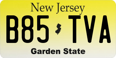 NJ license plate B85TVA