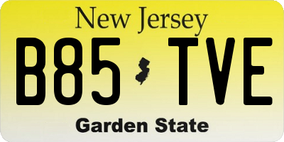 NJ license plate B85TVE