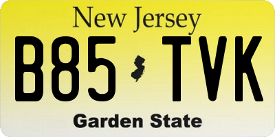 NJ license plate B85TVK