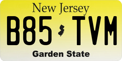 NJ license plate B85TVM