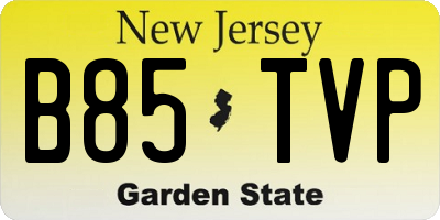 NJ license plate B85TVP