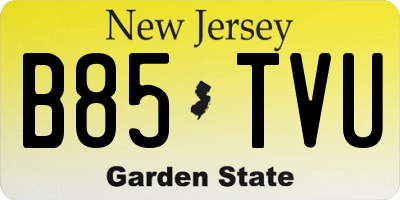 NJ license plate B85TVU