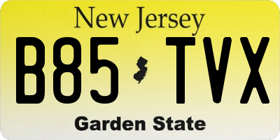 NJ license plate B85TVX