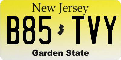 NJ license plate B85TVY