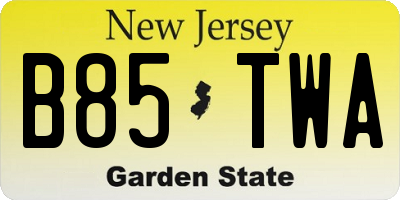 NJ license plate B85TWA