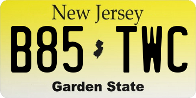 NJ license plate B85TWC
