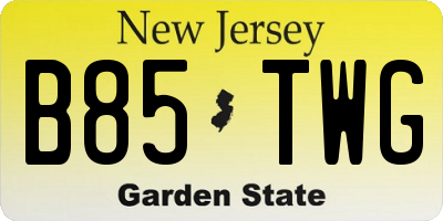 NJ license plate B85TWG