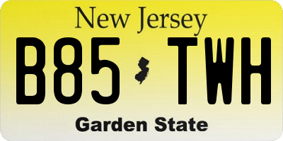 NJ license plate B85TWH