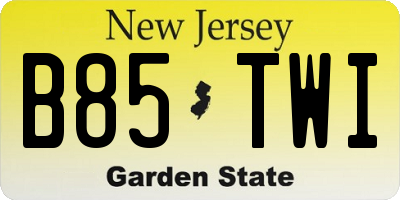 NJ license plate B85TWI