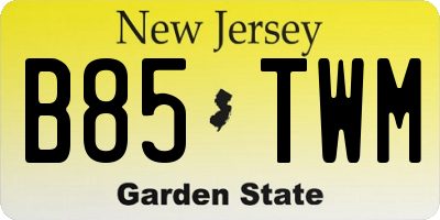 NJ license plate B85TWM