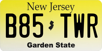 NJ license plate B85TWR