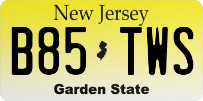 NJ license plate B85TWS