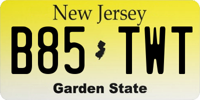 NJ license plate B85TWT