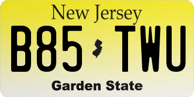 NJ license plate B85TWU