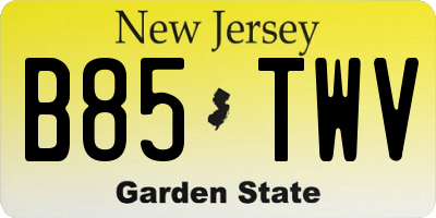 NJ license plate B85TWV