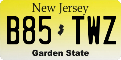 NJ license plate B85TWZ