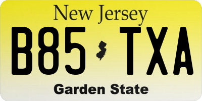 NJ license plate B85TXA