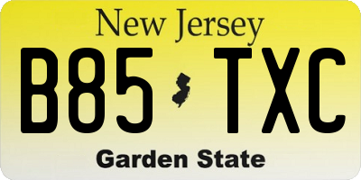 NJ license plate B85TXC