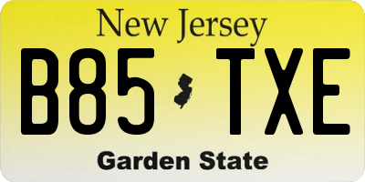 NJ license plate B85TXE