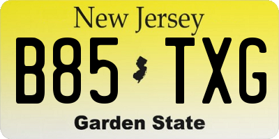 NJ license plate B85TXG