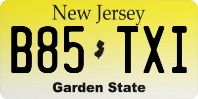 NJ license plate B85TXI