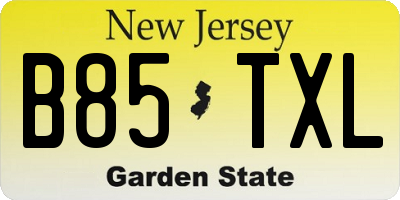 NJ license plate B85TXL