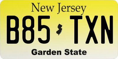 NJ license plate B85TXN