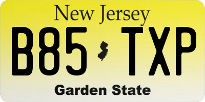 NJ license plate B85TXP