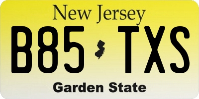 NJ license plate B85TXS