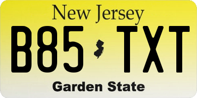 NJ license plate B85TXT