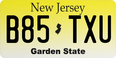 NJ license plate B85TXU