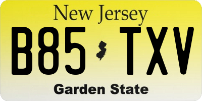 NJ license plate B85TXV