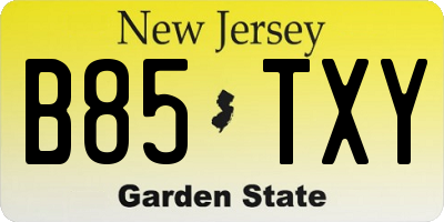 NJ license plate B85TXY