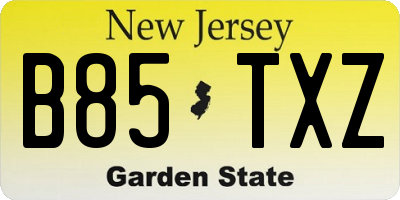 NJ license plate B85TXZ