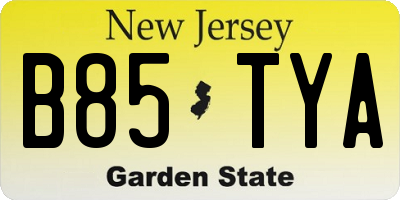 NJ license plate B85TYA