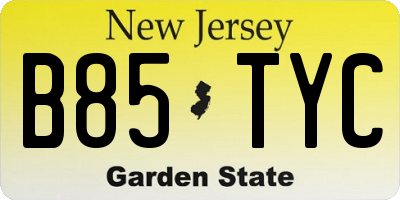 NJ license plate B85TYC