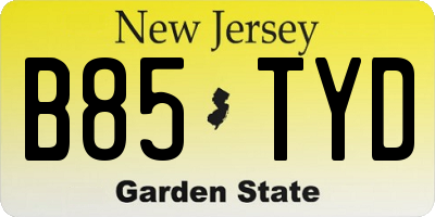 NJ license plate B85TYD