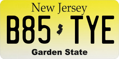 NJ license plate B85TYE