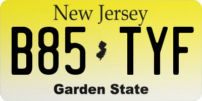 NJ license plate B85TYF