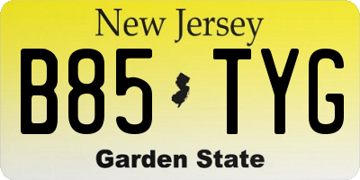 NJ license plate B85TYG