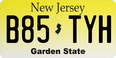 NJ license plate B85TYH