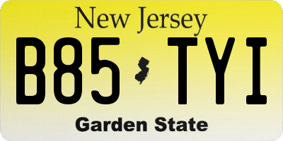 NJ license plate B85TYI