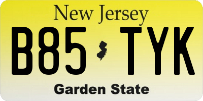 NJ license plate B85TYK