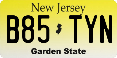 NJ license plate B85TYN