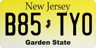 NJ license plate B85TYO